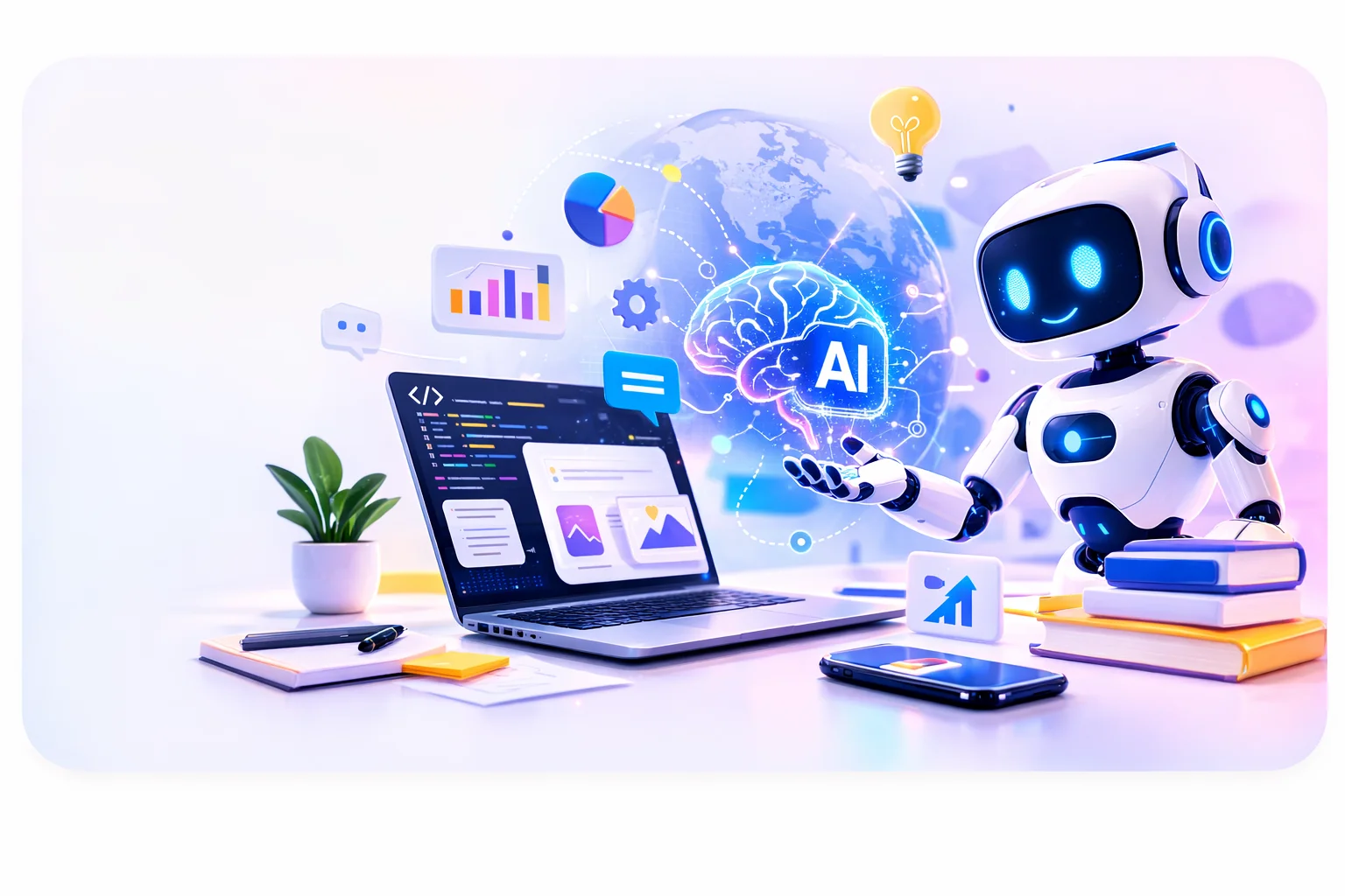 AI tools workspace illustration