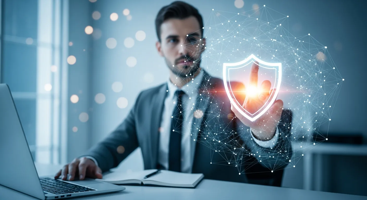 Strategic approach to AI data privacy and enterprise security within a modern corporate workspace.