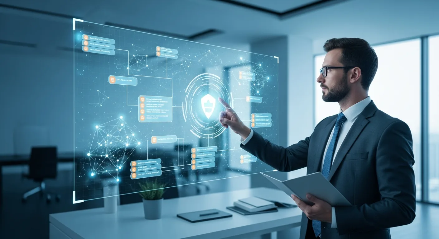 A professional monitoring AI threat detection tools for enterprises on a high-tech security operations dashboard.