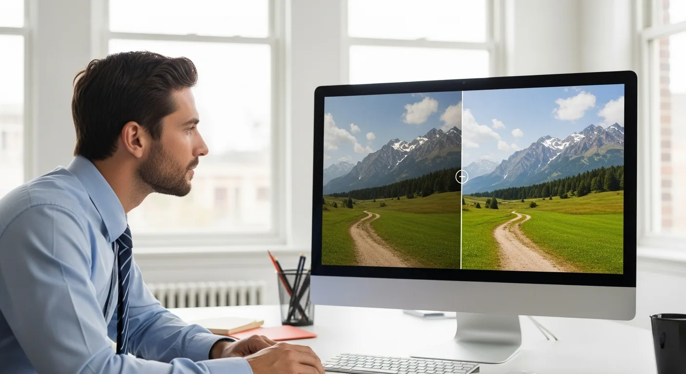 A side-by-side comparison showing the best AI image upscalers free transforming a blurry photo into high-resolution.