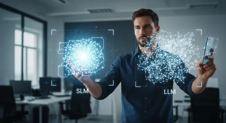 Comparison of small language models (SLM) vs LLM efficiency for enterprise technology in 2026.