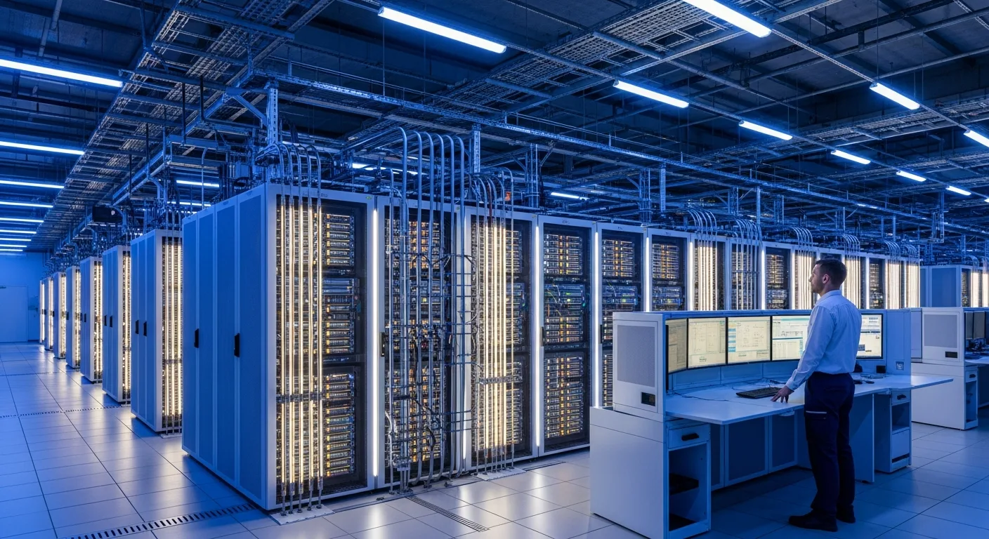 Modern server racks inside artificial intelligence data centers illustrating global infrastructure trends.