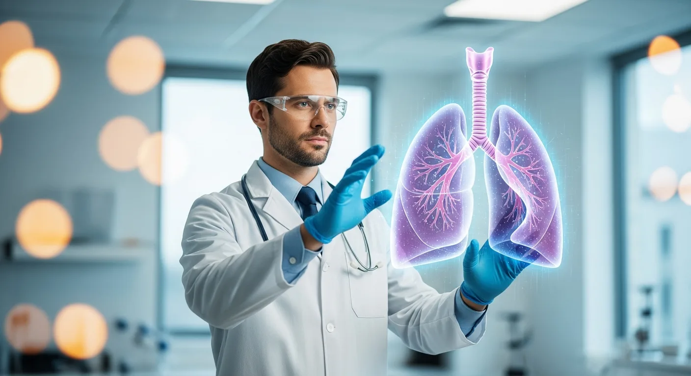 A male doctor reviewing a 3D anatomical heart scan powered by artificial intelligence medicine.