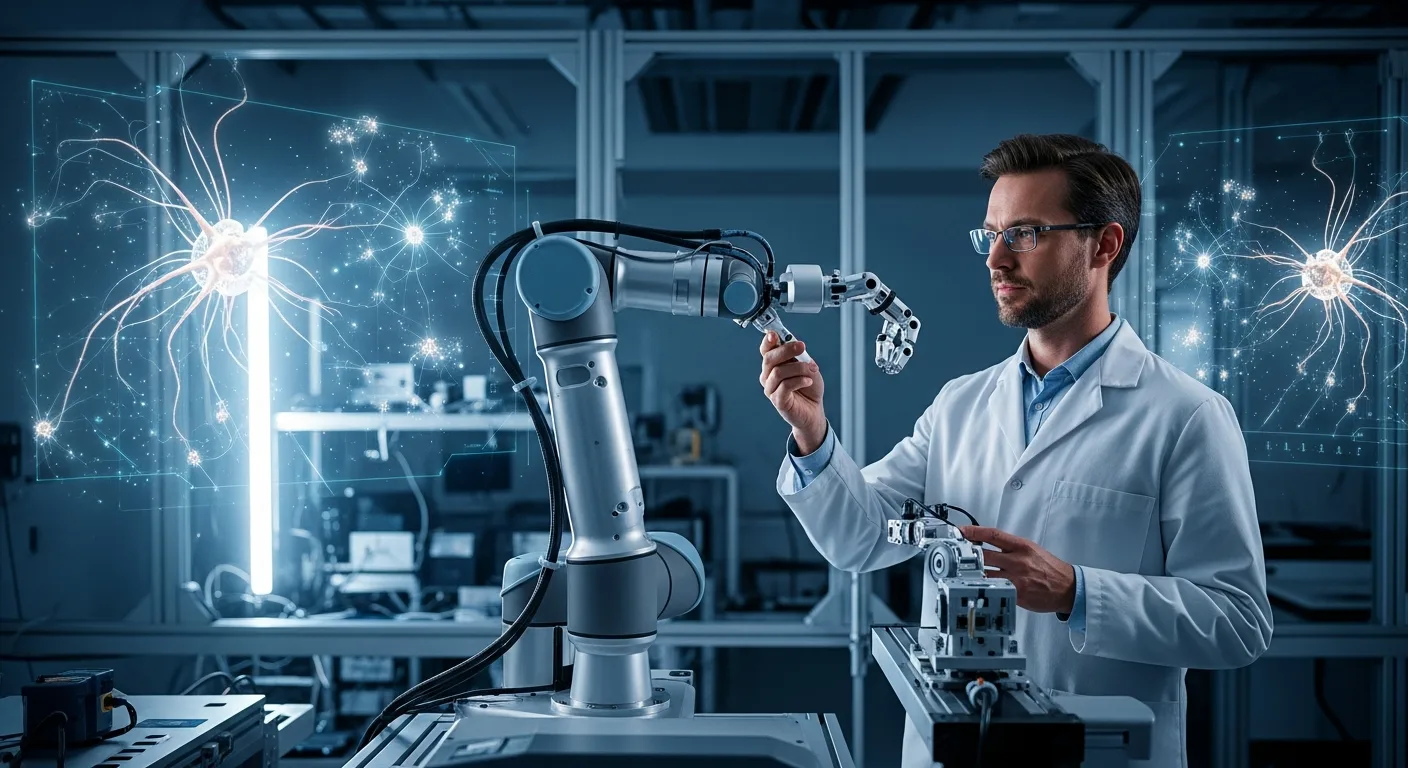 Advanced robotics and artificial intelligence MIT research in a modern high-tech laboratory setting.