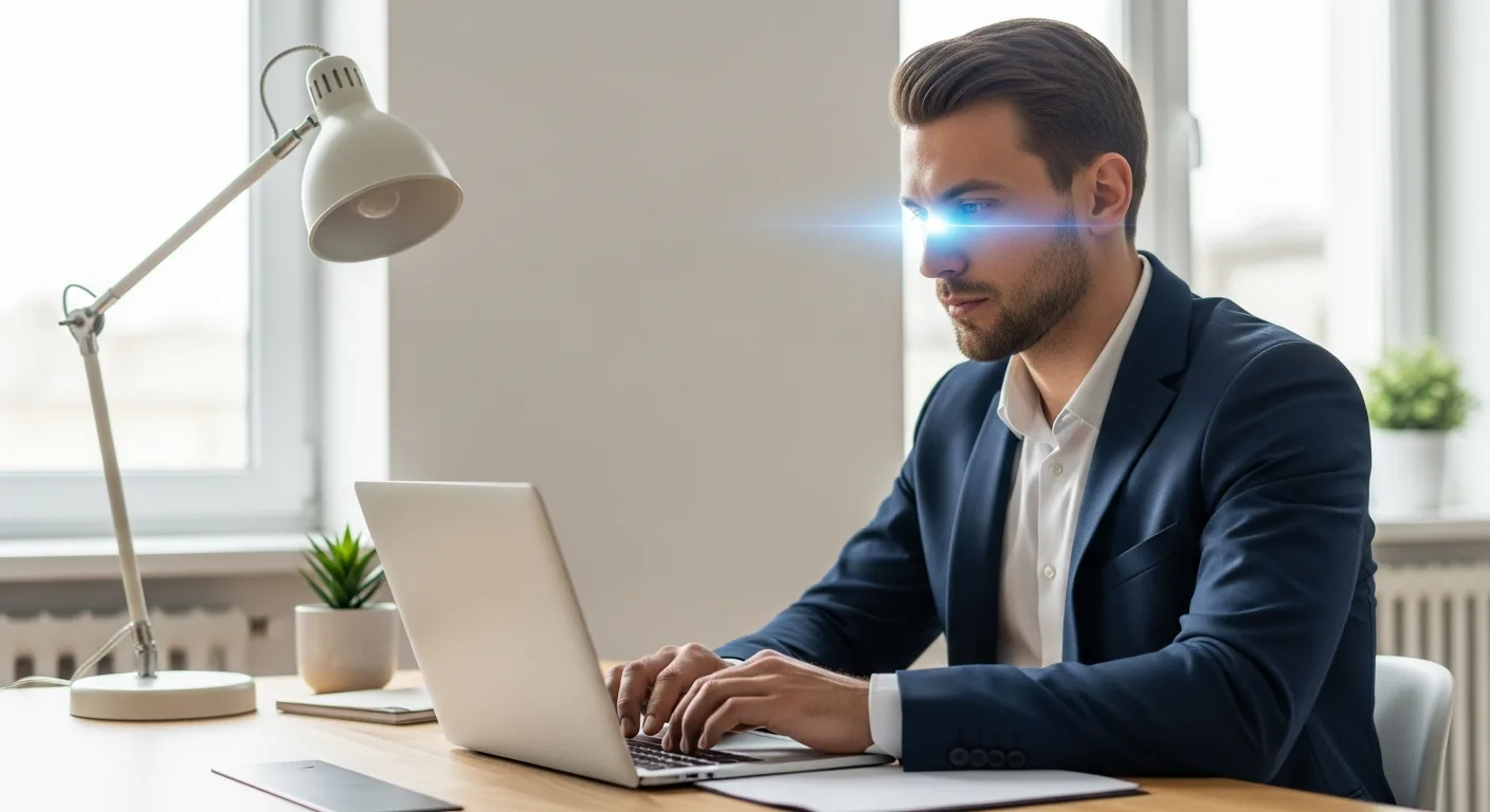 A professional man at a desk exploring software while learning how do I use AI to enhance his workflow.