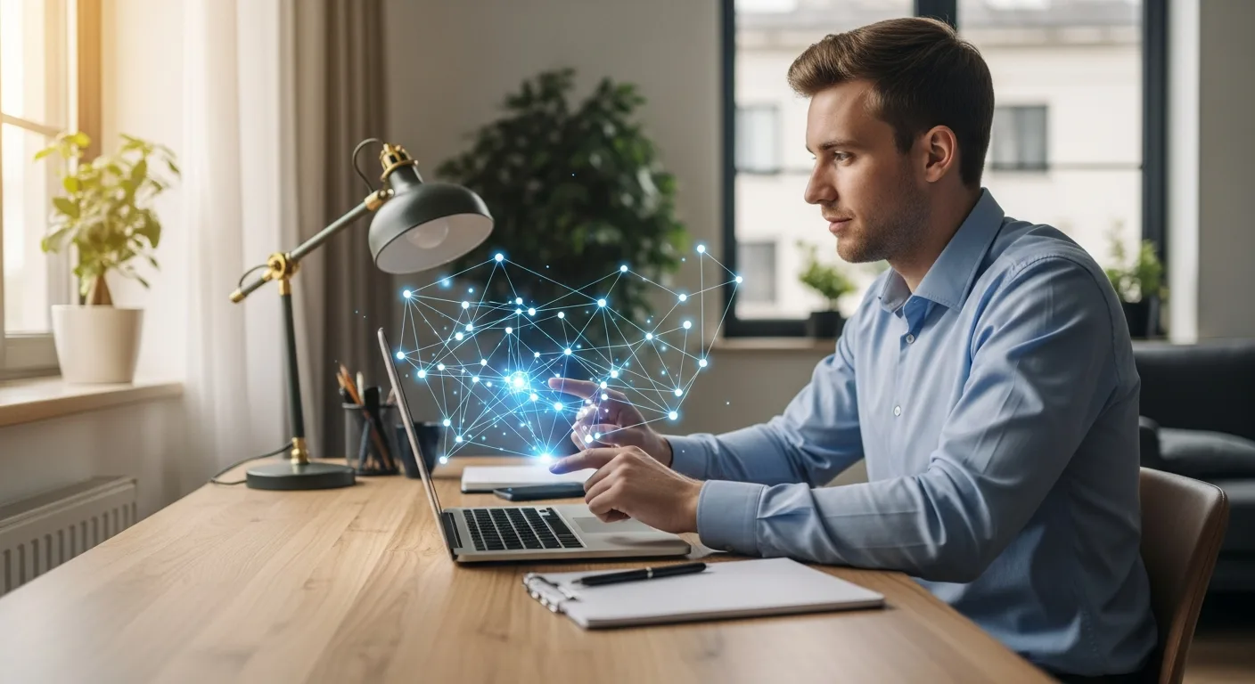 A practical 2026 roadmap guide on how to start AI as a beginner using a laptop and neural network graphics.