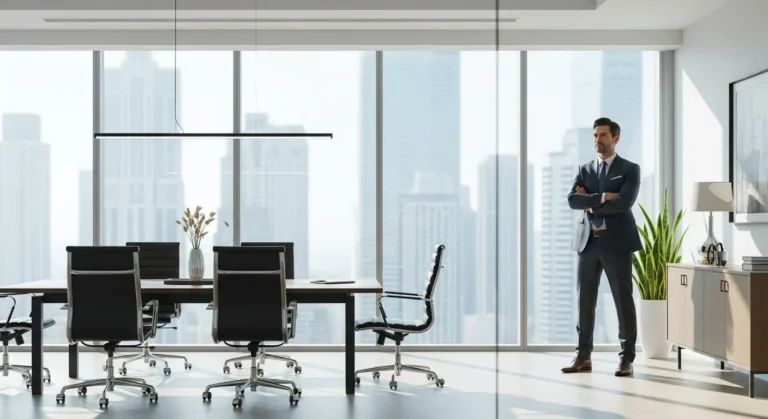 A successful professional in a modern office representing what jobs pay $500,000 a year in the US.