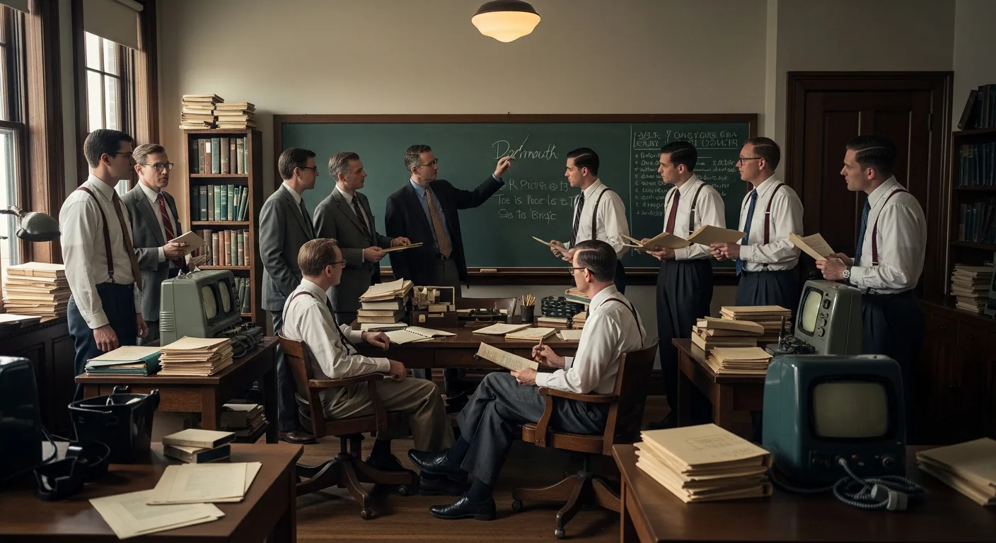A vintage academic setting at Dartmouth College where was artificial intelligence invented during the 1956 workshop.
