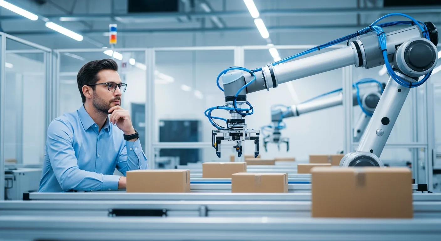 A robotic arm in a warehouse, showing which jobs will become obsolete in the next 5 to 10 years.