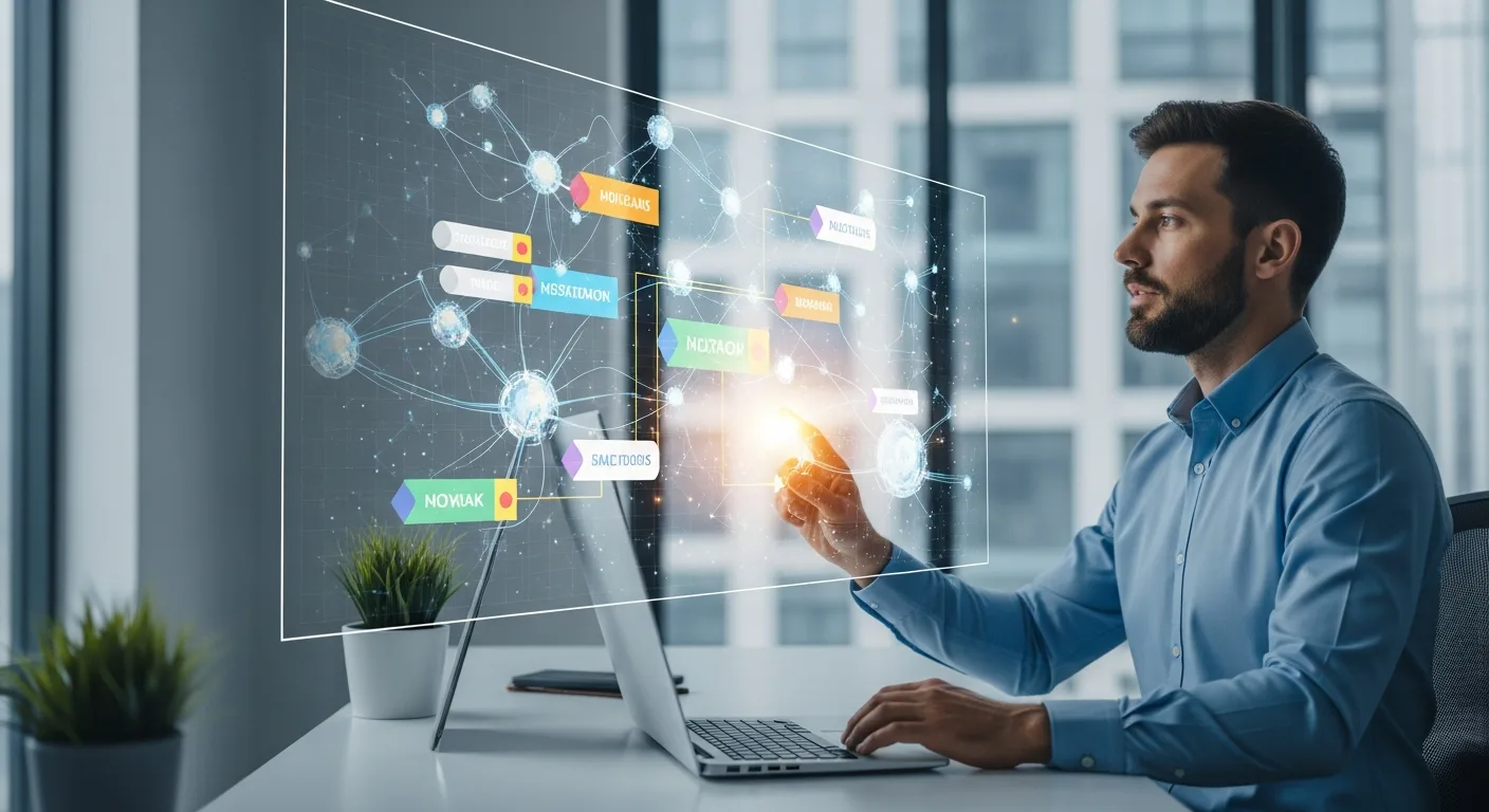 A professional man interacting with a digital interface showing why artificial intelligence is good for global progress.